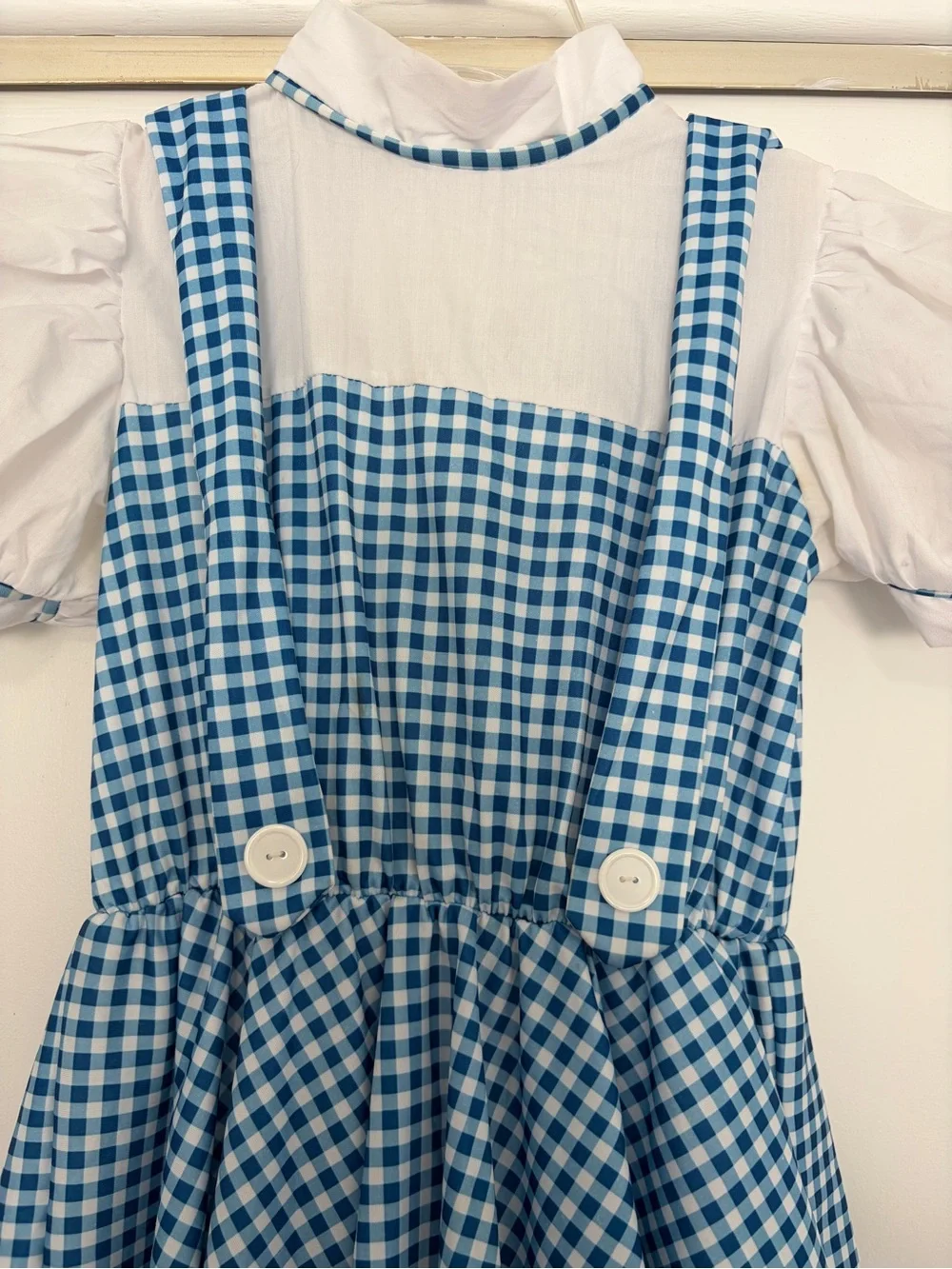 Dorothy Blue Gingham Pinafore Dress with Puff Sleeves